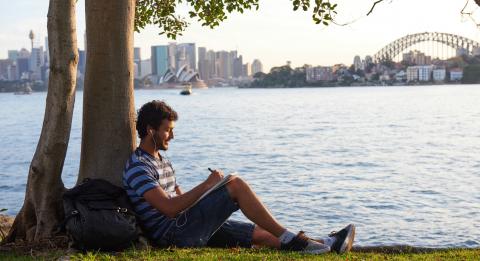 Studying at Cremorne Point, Sydney Harbour