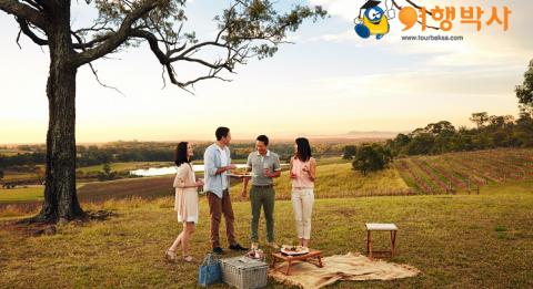 Audrey Wilkinson Wines, Hunter Valley Friends enjoying a picnic at Audrey Wilkinson Wines, Hunter Valley